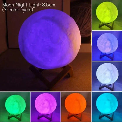 D5 Starry Moon Lamp 8Cm - LED Night Light with Stand, Perfect for Bedroom Decor and Gifts - UniHaven, USA