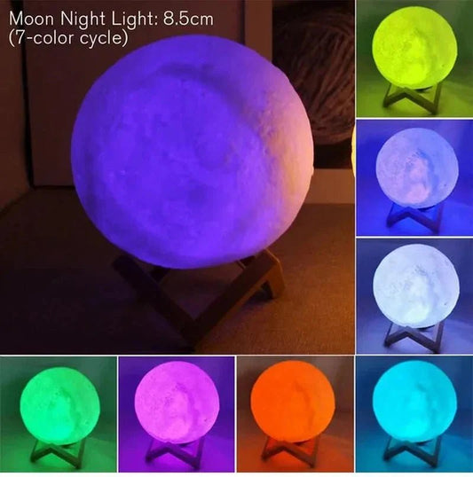 D5 Starry Moon Lamp 8Cm - LED Night Light with Stand, Perfect for Bedroom Decor and Gifts - UniHaven, USA