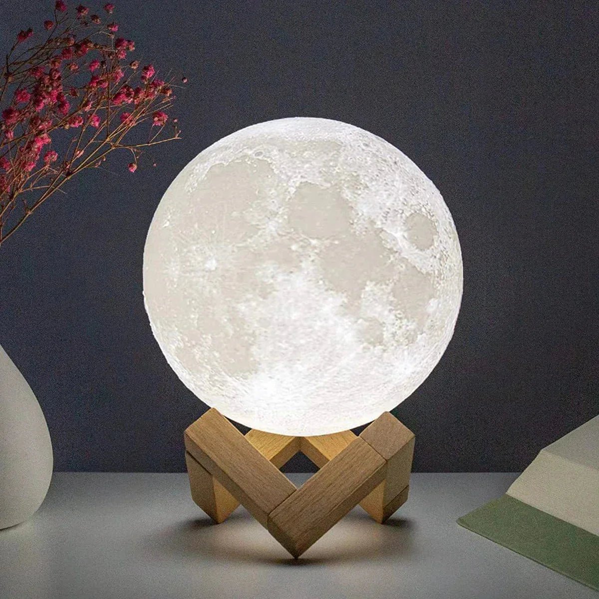 D5 Starry Moon Lamp 8Cm - LED Night Light with Stand, Perfect for Bedroom Decor and Gifts - UniHaven, USA