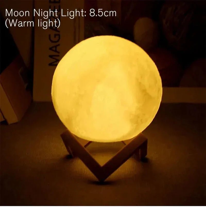 D5 Starry Moon Lamp 8Cm - LED Night Light with Stand, Perfect for Bedroom Decor and Gifts - UniHaven, USA