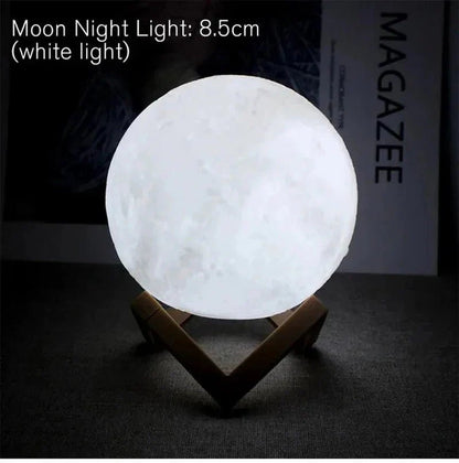 D5 Starry Moon Lamp 8Cm - LED Night Light with Stand, Perfect for Bedroom Decor and Gifts - UniHaven, USA