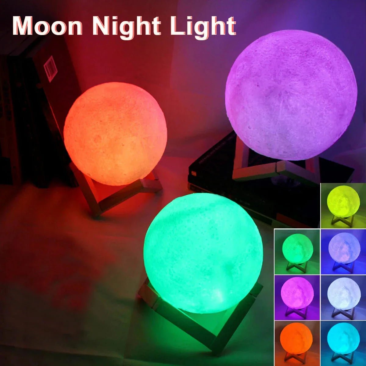 D5 Starry Moon Lamp 8Cm - LED Night Light with Stand, Perfect for Bedroom Decor and Gifts - UniHaven, USA