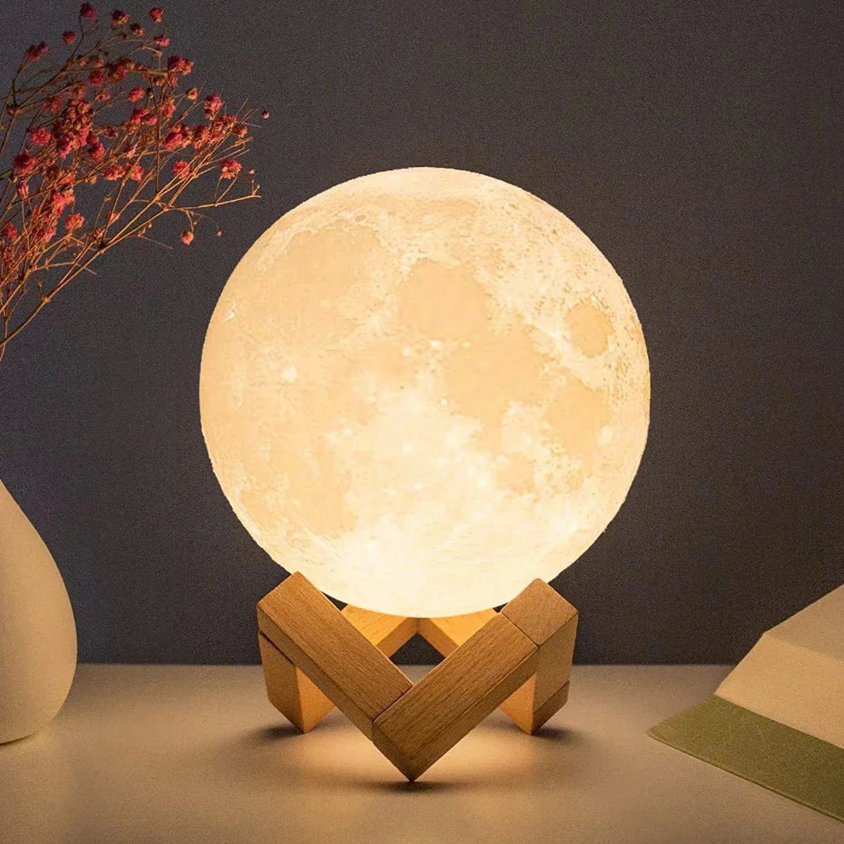 D5 Starry Moon Lamp 8Cm - LED Night Light with Stand, Perfect for Bedroom Decor and Gifts - UniHaven, USA