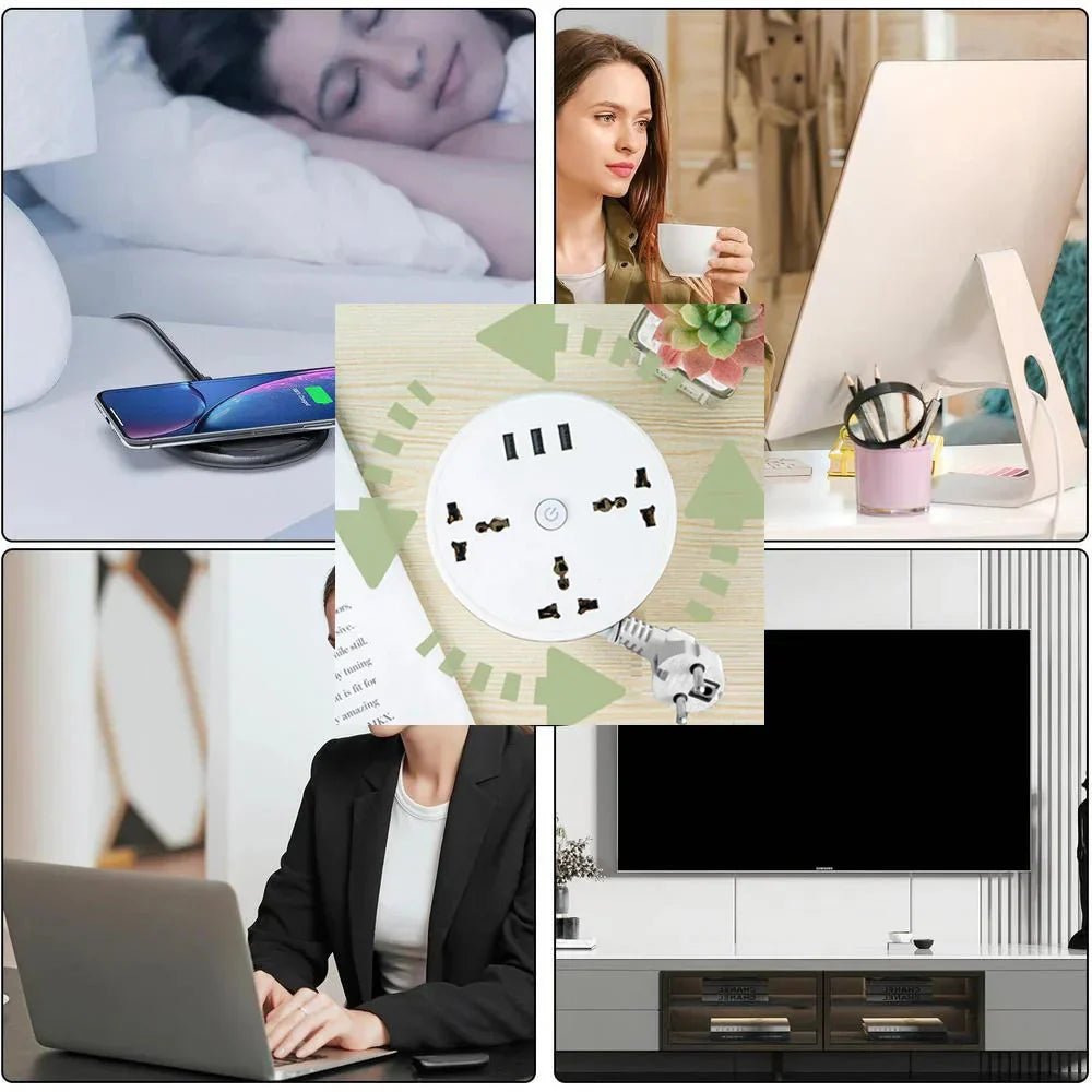 EU Plug AC Outlet Smart Home Power Strip – Multipurpose Electrical Extension Cord with USB Ports & Fast Charging - UniHaven, USA