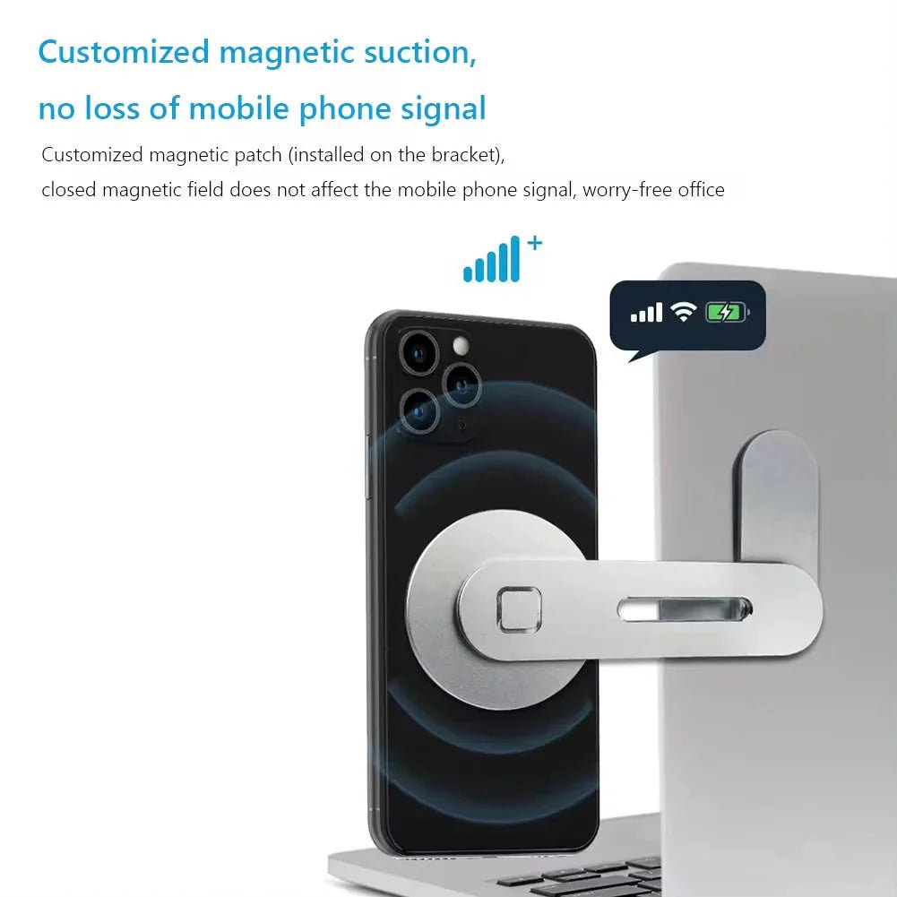 Metal Expansion Phone Stand for Laptop and Tesla Vehicles - Magnetic Folding Phone Holder with 15W Fast Charger - UniHaven, USA