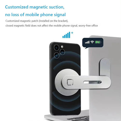 Metal Expansion Phone Stand for Laptop and Tesla Vehicles - Magnetic Folding Phone Holder with 15W Fast Charger - UniHaven, USA