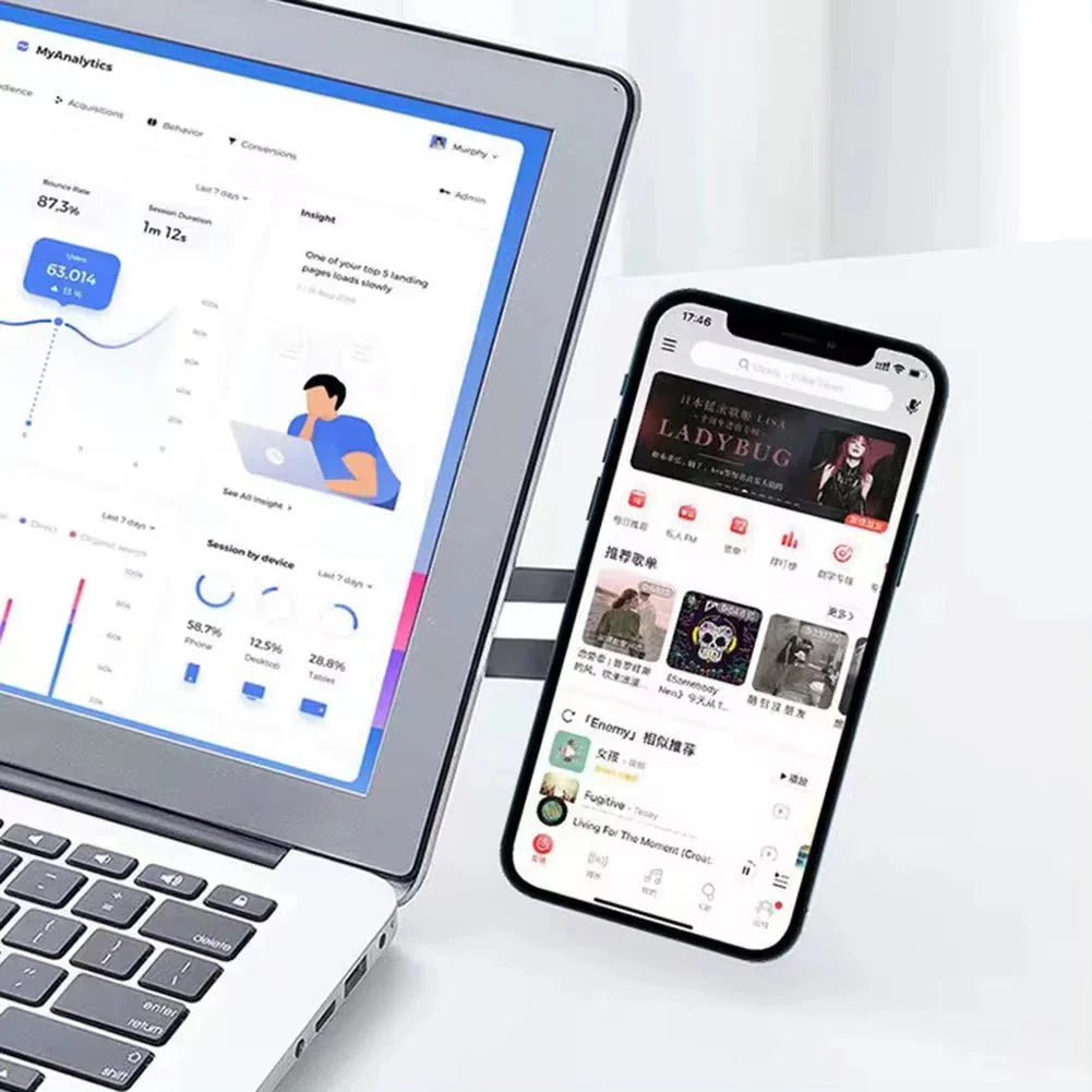 Metal Expansion Phone Stand for Laptop and Tesla Vehicles - Magnetic Folding Phone Holder with 15W Fast Charger - UniHaven, USA